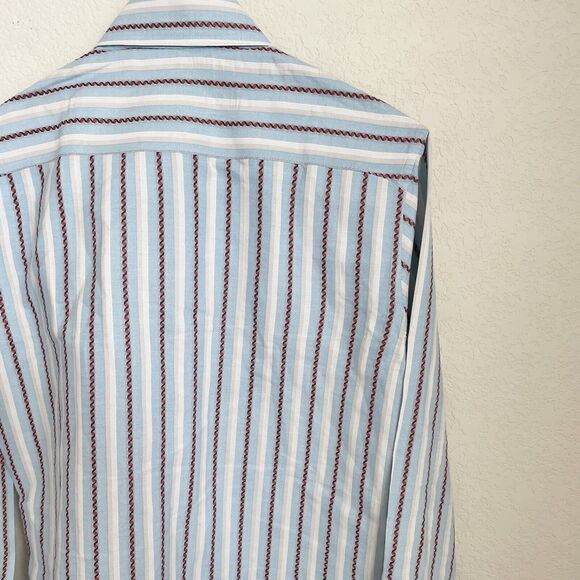 Robert Graham Mens Small Blue Striped Button Up Shirt Long Sleeve Preowned - Picture 10 of 12
